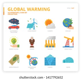 Global Warming icon set for web design, book, magazine, poster, ads, app, etc.