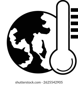 Global Warming Icon. global warming silhouette vector icon isolated on white background. globe with thermometer icon for web, mobile apps, ui design.