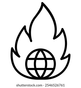 Global warming icon in thin line style vector illustration graphic design