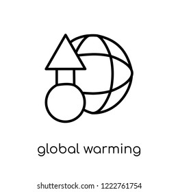 global warming icon. Trendy modern flat linear vector global warming icon on white background from thin line Ecology collection, outline vector illustration