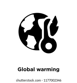 Global warming icon vector isolated on white background, logo concept of Global warming sign on transparent background, filled black symbol