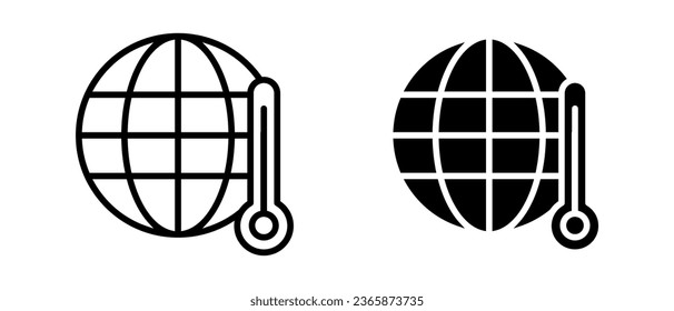 Global warming icon vector set. Hot weather thermometer symbol