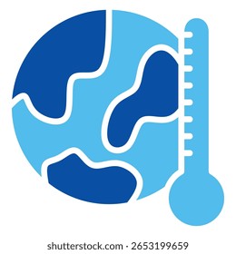 Global Warming Icons In Blue Style, Vector Illustration