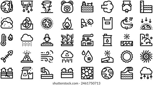 Global Warming Icons collection is a vector illustration with editable stroke.