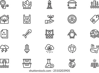 Global warming icons collection is a vector illustration with editable stroke.