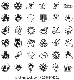 Global Warming Icons. Line With Fill Design. Vector Illustration.
