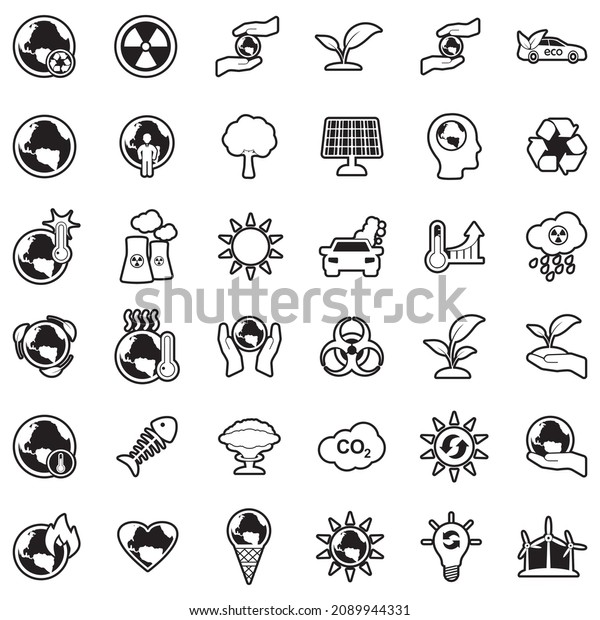 Global Warming Icons. Line With Fill\
Design. Vector\
Illustration.