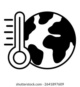 Global warming icons in outline and flat style.