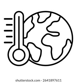 Global warming icons in outline and flat style.