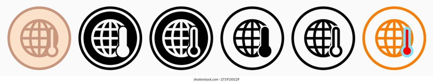Iconos del calentamiento global: Ilustración vectorial de los iconos del calentamiento global con el fondo blanco