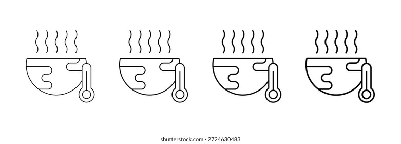 Vector de los iconos del calentamiento global fijado en diverso estilo de la línea del movimiento