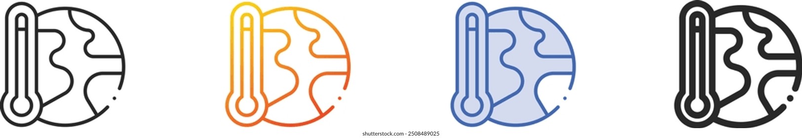 global warming icon.Thin Linear, Gradient, Blue Stroke and bold Style Design Isolated On White Background