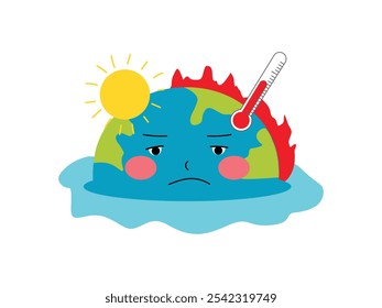 Global Warming Illustration Earth burning 
