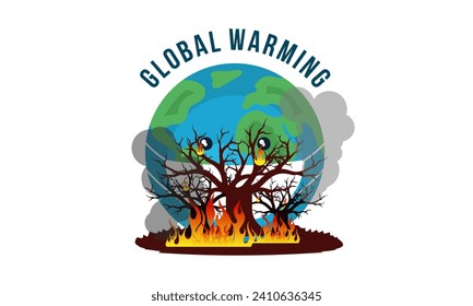Global warming illustration, environment pollution, global warming heating impact concept