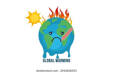Ilustración del calentamiento del planeta, contaminación del medio ambiente, concepto de impacto del calentamiento del planeta