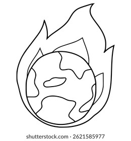 global warming illustration hand drawn outline vector