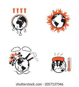 global warming illustration with melting snow,vector 