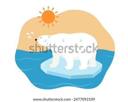 Global warming image_polar bear on ice_vector illustration