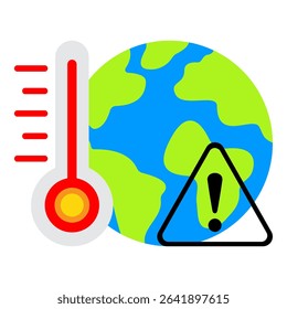 Global warming increase temperature earth with thermometer vector illustration