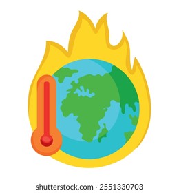 global warming increase temperature icon isolated