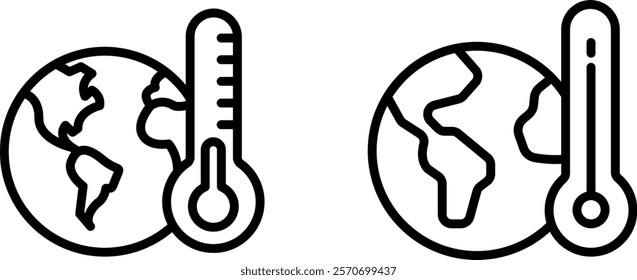 "Global Warming Increase Temperature Vector Icon Set: Environmental and Climate Change Designs for Awareness and Action"