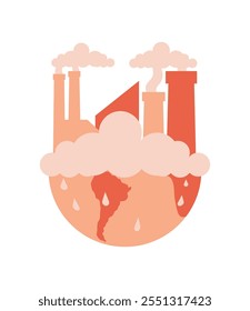 global warming industrial pollution icon isolated