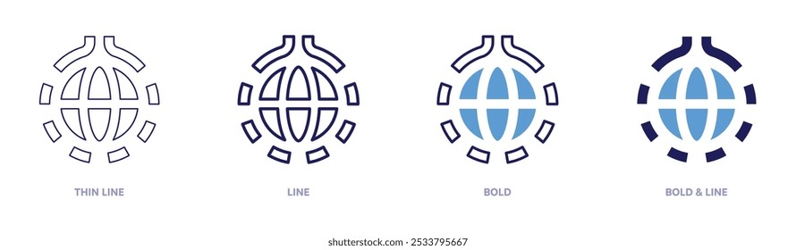 Global warming industry impact icon in 4 different styles. Thin Line, Line, Bold, and Bold Line. Duotone style. Editable stroke.