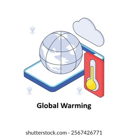 Global Warming isometric Colored illustration. EPS File stock illustration