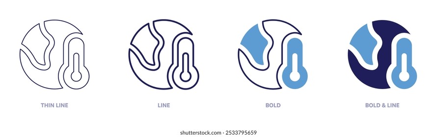 Global warming legal frameworks icon in 4 different styles. Thin Line, Line, Bold, and Bold Line. Duotone style. Editable stroke.