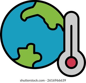 Global Warming Line Filled Vector Icon Design