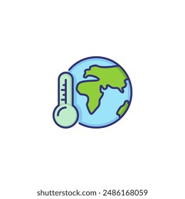 Global warming line icon. Globe, planet, world, thermometer. Ecology concept. Can be used for topics like environment, nature, climate, change