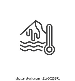 Global warming line icon. linear style sign for mobile concept and web design. Glacier melt outline vector icon. Symbol, logo illustration. Vector graphics