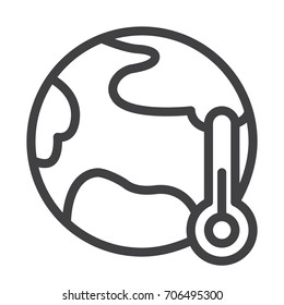 Global warming line icon, outline vector sign, linear style pictogram isolated on white. Symbol, logo illustration. Editable stroke. Pixel perfect graphics