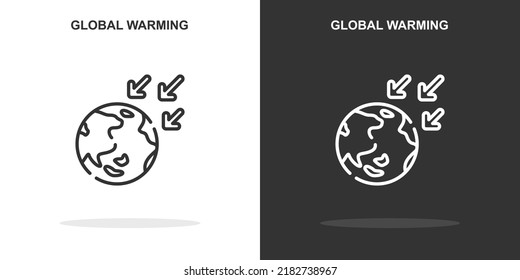 icono de la línea de calentamiento global. Estilo de contorno simple.Signo lineal de calentamiento global. Ilustración vectorial aislada en fondo blanco. EPS de trazo editable 10