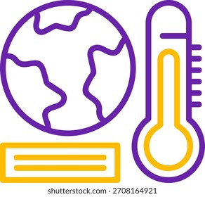 Design de ícone de vetor de duas cores de linha de aquecimento global