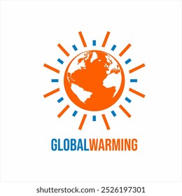 Global warming logo design. Sun and globe illustration.