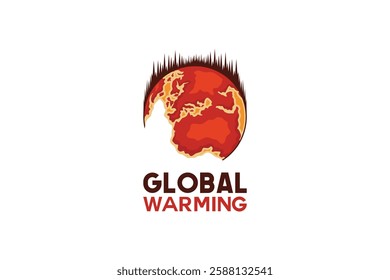 Global warming logo design vector illustration, hot earth symbol