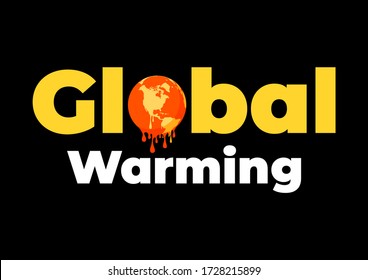 Global warming logo. Global warming, Earth globe melting.