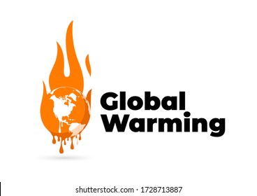 Global warming logo. Global warming, Earth globe melting.