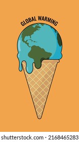 Calentamiento global, Planeta de helados de fusión, vector Ilustración, EPS