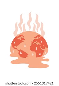 global warming melting planet icon isolated