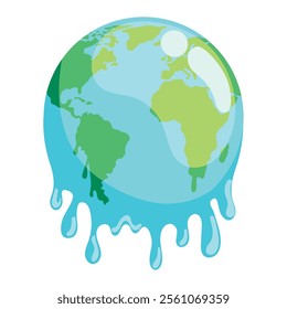global warming melting planet icon isolated