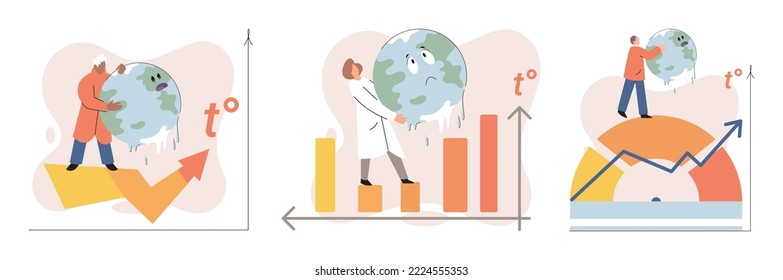 El concepto de metáfora del calentamiento global. Los científicos estudian el problema de las crecientes temperaturas en el planeta Tierra. Hace análisis de ecología y medio ambiente. Investigación científica sobre el cambio climático, ensayos ambientales