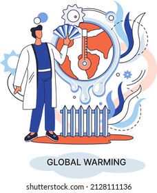 Global warming metaphor, human climate change, emissions destroy atmosphere and air, natural disaster, deforestation, global heating, lack of plants and drought. Environmental catastrophe on planet