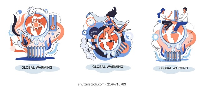 Global warming metaphor, human climate change, emissions destroy atmosphere and air, natural disaster, deforestation, global heating, lack of plants and drought. Environmental catastrophe on planet