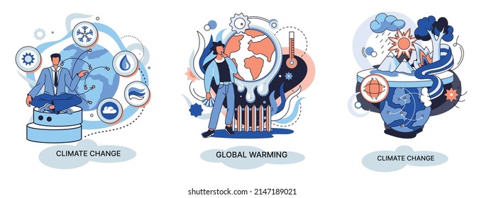 Global warming metaphor, human climate change, emissions destroy atmosphere and air, natural disaster, deforestation, global heating, lack of plants and drought. Environmental catastrophe on planet