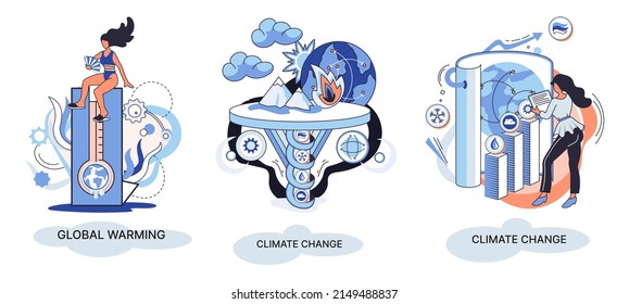 Global warming metaphor, human climate change, emissions destroy atmosphere and air, natural disaster, deforestation, global heating, lack of plants and drought. Environmental catastrophe on planet