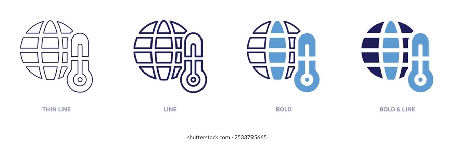 Global warming methane reduction icon in 4 different styles. Thin Line, Line, Bold, and Bold Line. Duotone style. Editable stroke.