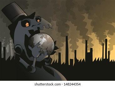 Global Warming Monster. Conceptual illustration about global warming.