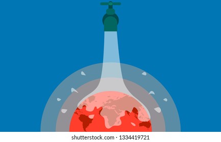 global warming. open water to save earth. hot planet. vector illustration esp10